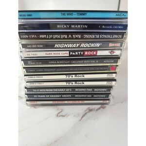 Lot of 12 Rock Pop CDs The Who Ricky Martin Linda Ronstadt Motown 70s Rock Hits